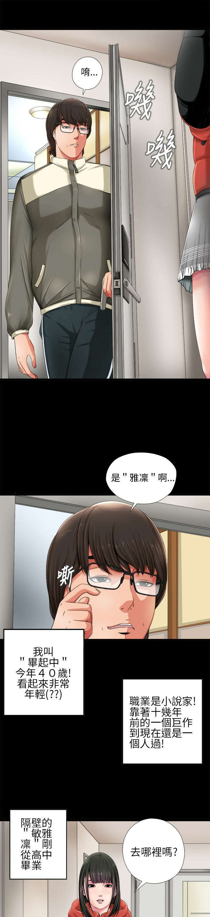 隔壁练习生漫画,第1章：起中大叔3图