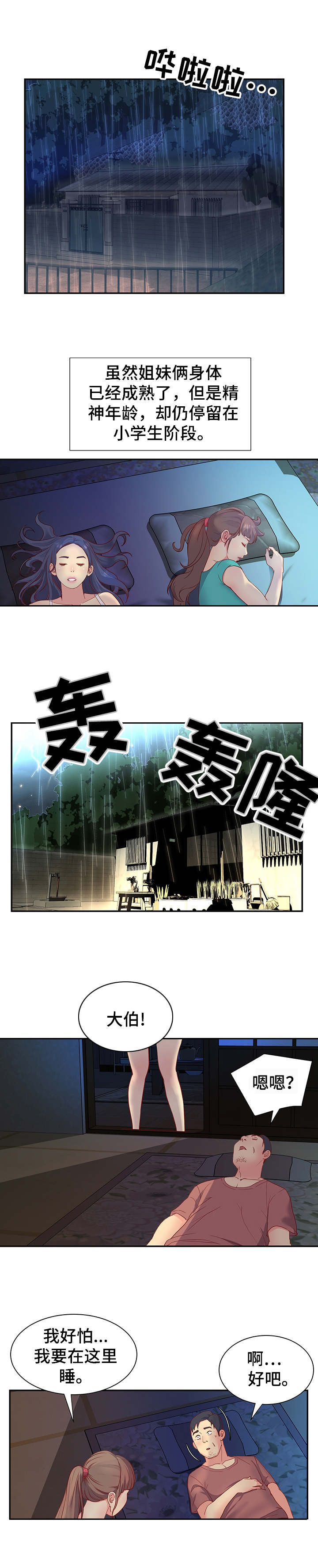 非亲姐妹爱奇艺漫画,第2章：躺在一起1图