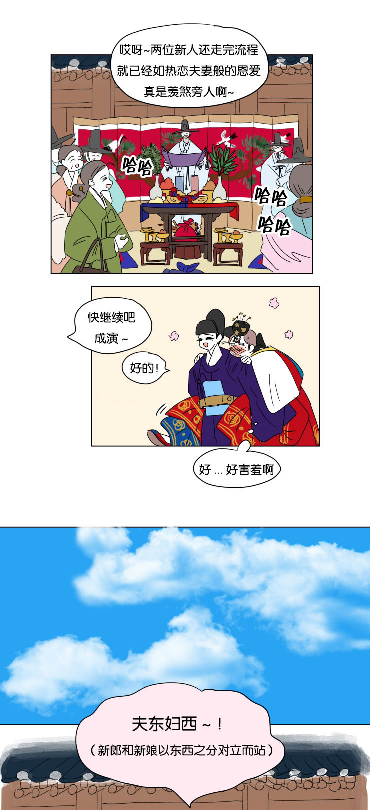 一家四口出去玩的朋友圈说说漫画,第23章：婚礼开始5图