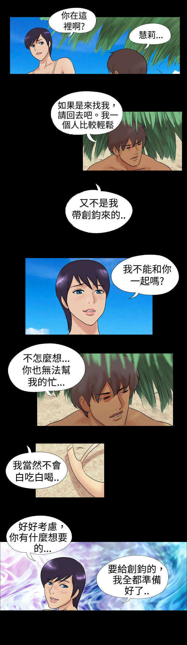 荒岛求生一天拆一件快递漫画,第3章：两人闹掰1图
